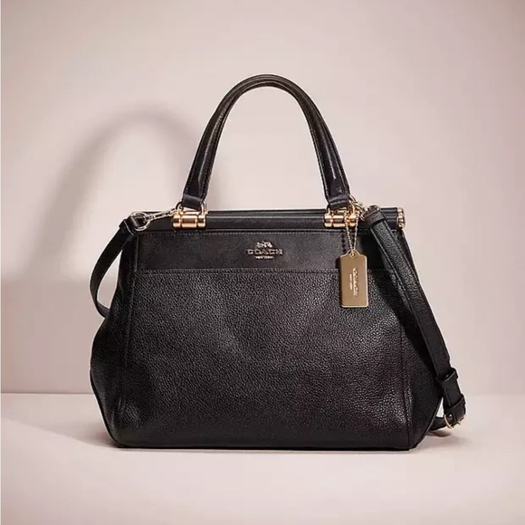 Coach Handbags - Coach Borough Bag Black Leather Satchel 21343 Gold Hardware Crossbody office